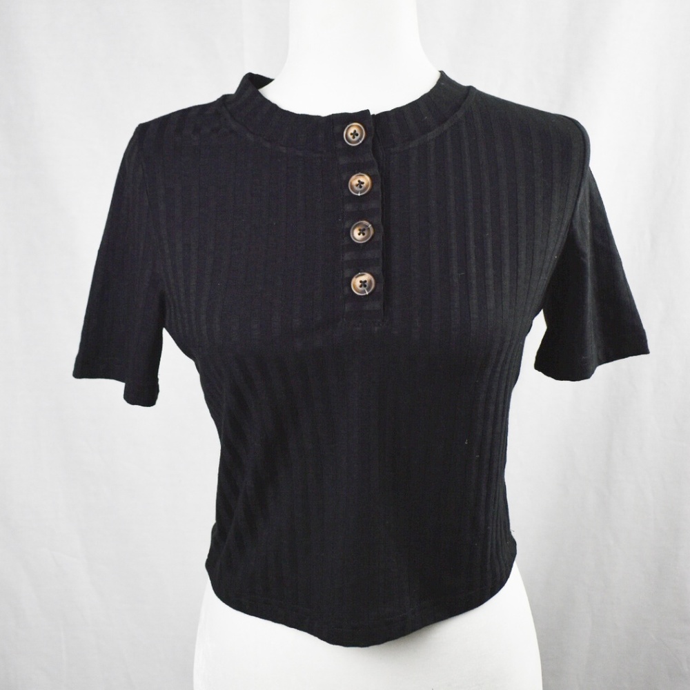 Half button down crop top